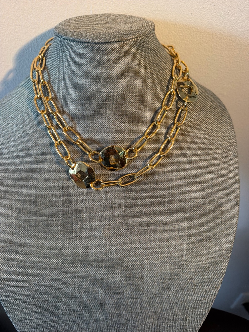 Gold-Tone Strand Chain Necklace with Medallion Accents